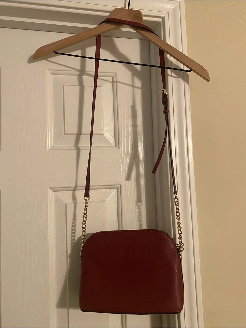 Michael Kors Wine Red Crossbody with Gold Chain
